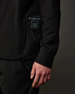 C.P. Company Metropolis Series Stretch Fleece Mixed Pocket Sweatshirt Black Sale