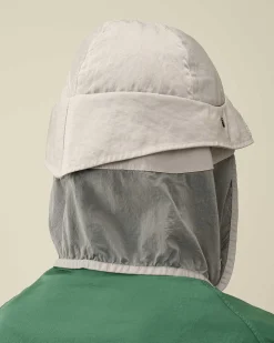 C.P. Company Nylon B Neck Flap Bucket Hat Drizzle Grey Flash Sale