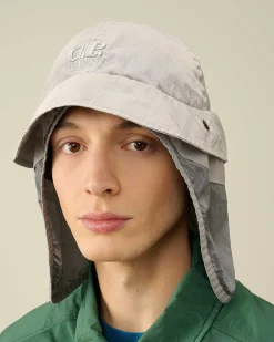 C.P. Company Nylon B Neck Flap Bucket Hat Drizzle Grey Flash Sale