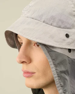 C.P. Company Nylon B Neck Flap Bucket Hat Drizzle Grey Flash Sale