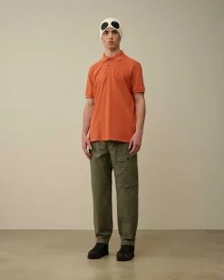 C.P. Company 24/1 Piquet Resist Dyed Polo Shirt Gold Flame-Orange Shop