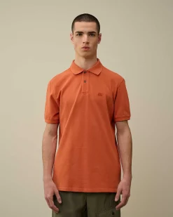 C.P. Company 24/1 Piquet Resist Dyed Polo Shirt Gold Flame-Orange Shop