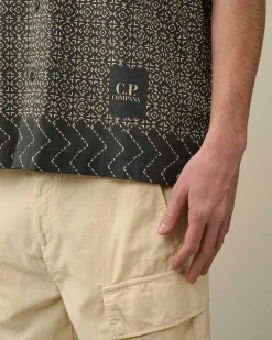 C.P. Company Popeline Baja Print Shirt Black Cheap