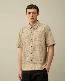 C.P. Company Popeline Baja Print Shirt Pistachio Shell-Beige Online