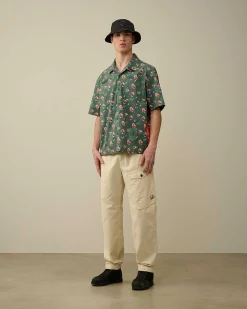 C.P. Company Popeline Sponged Print Shirt Duck Green Hot