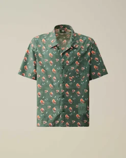 C.P. Company Popeline Sponged Print Shirt Duck Green Hot