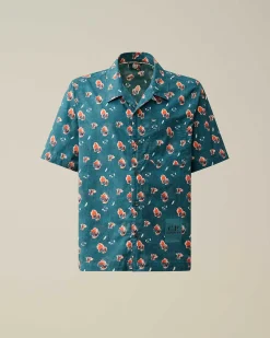 C.P. Company Popeline Sponged Print Shirt Ink Blue Cheap