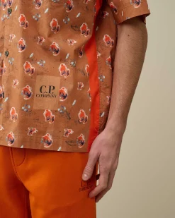 C.P. Company Popeline Sponged Print Shirt Pastry Shell-Orange Shop