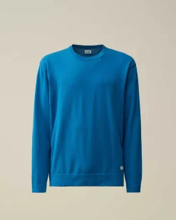 C.P. Company Sea Island Logo Knit Lyons Blu-Blue Clearance