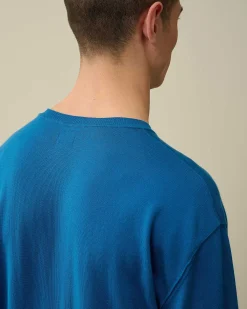 C.P. Company Sea Island Logo Knit Lyons Blu-Blue Clearance