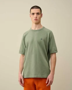 C.P. Company 30/1 Sponge Fleece Short Sleeved Sweatshirt Agave Green Flash Sale