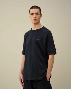 C.P. Company 30/1 Sponge Fleece Short Sleeved Sweatshirt Total Eclipse-Blue Fashion