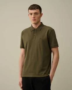 C.P. Company Stretch Piquet Regular Striped Collar Polo Shirt Ivy Green Sale