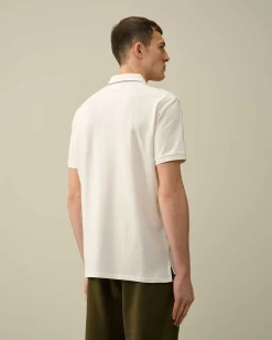 C.P. Company Stretch Piquet Regular Striped Collar Polo Shirt Gauze White Flash Sale