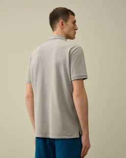 C.P. Company Stretch Piquet Regular Striped Collar Polo Shirt Drizzle Grey Sale