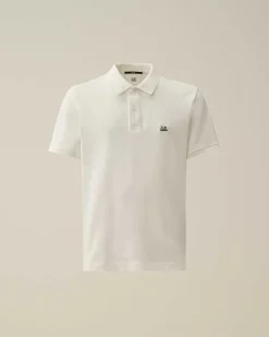 C.P. Company Stretch Piquet Slim Polo Shirt Gauze White New