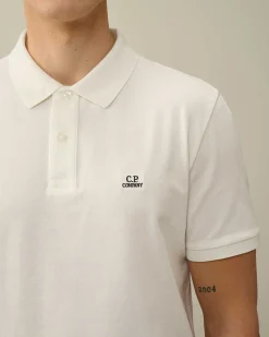 C.P. Company Stretch Piquet Slim Polo Shirt Gauze White New
