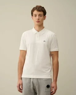 C.P. Company Stretch Piquet Slim Polo Shirt Gauze White New