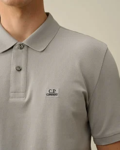 C.P. Company Stretch Piquet Slim Polo Shirt Drizzle Grey Sale
