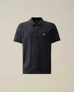 C.P. Company Stretch Piquet Slim Polo Shirt Total Eclipse-Blue Best