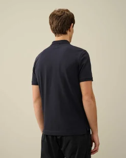C.P. Company Stretch Piquet Slim Polo Shirt Total Eclipse-Blue Best
