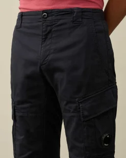 C.P. Company Stretch Sateen Cargo Shorts Total Eclipse-Blue Online