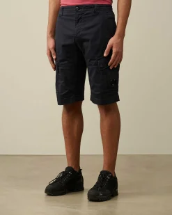 C.P. Company Stretch Sateen Cargo Shorts Total Eclipse-Blue Online