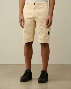 C.P. Company Stretch Sateen Cargo Shorts Pistachio Shell-Beige Outlet