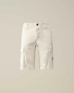 C.P. Company Stretch Sateen Cargo Shorts Gauze White Store