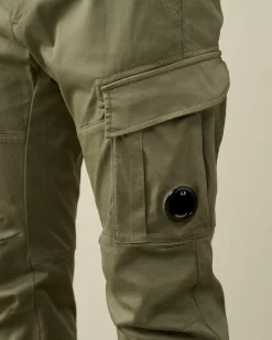 C.P. Company Stretch Sateen Ergonomic Lens Cargo Pants Agave Green Hot