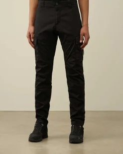 C.P. Company Stretch Sateen Ergonomic Lens Cargo Pants Black Flash Sale