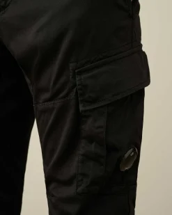 C.P. Company Stretch Sateen Ergonomic Lens Cargo Pants Black Flash Sale