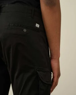C.P. Company Stretch Sateen Ergonomic Lens Cargo Pants Black Flash Sale
