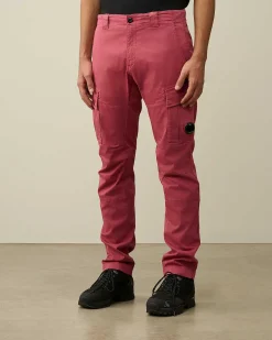 C.P. Company Stretch Sateen Ergonomic Lens Cargo Pants Red Bud New