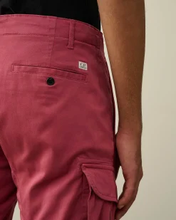 C.P. Company Stretch Sateen Ergonomic Lens Cargo Pants Red Bud New