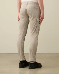C.P. Company Stretch Sateen Ergonomic Lens Cargo Pants Drizzle Grey New