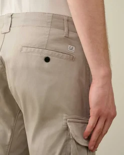 C.P. Company Stretch Sateen Ergonomic Lens Cargo Pants Drizzle Grey New
