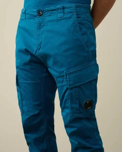 C.P. Company Stretch Sateen Ergonomic Lens Cargo Pants Ink Blue Discount