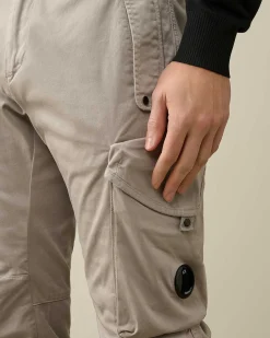 C.P. Company Stretch Sateen Ergonomic Lens Utility Pants Drizzle Grey Flash Sale