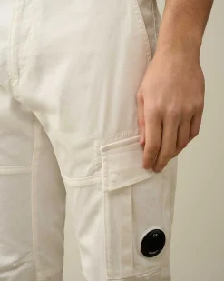 C.P. Company Stretch Sateen Ergonomic Lens Cargo Pants Gauze White Best Sale