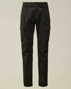 C.P. Company Stretch Sateen Ergonomic Logo Cargo Pants Black Sale