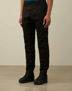 C.P. Company Stretch Sateen Ergonomic Logo Cargo Pants Black Sale