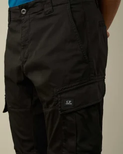C.P. Company Stretch Sateen Ergonomic Logo Cargo Pants Black Sale