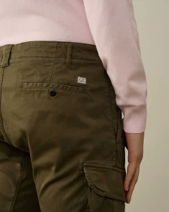 C.P. Company Stretch Sateen Ergonomic Logo Cargo Pants Ivy Green Shop