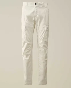 C.P. Company Stretch Sateen Ergonomic Logo Cargo Pants Gauze White Shop