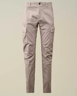C.P. Company Stretch Sateen Ergonomic Logo Cargo Pants Drizzle Grey Clearance