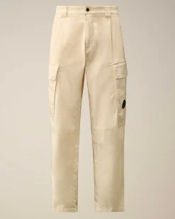 C.P. Company Stretch Sateen Loose Cargo Pants Pistachio Shell-Beige Fashion