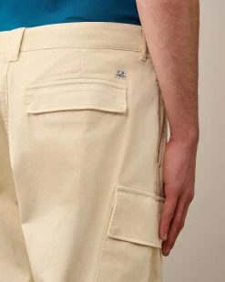 C.P. Company Stretch Sateen Loose Cargo Pants Pistachio Shell-Beige Fashion