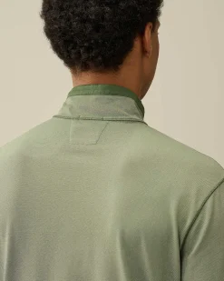 C.P. Company Tacting Piquet Zipped Polo Shirt Duck Green Shop