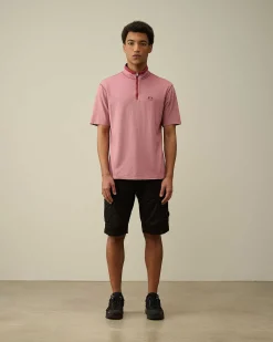 C.P. Company Tacting Piquet Zipped Polo Shirt Red Bud New
